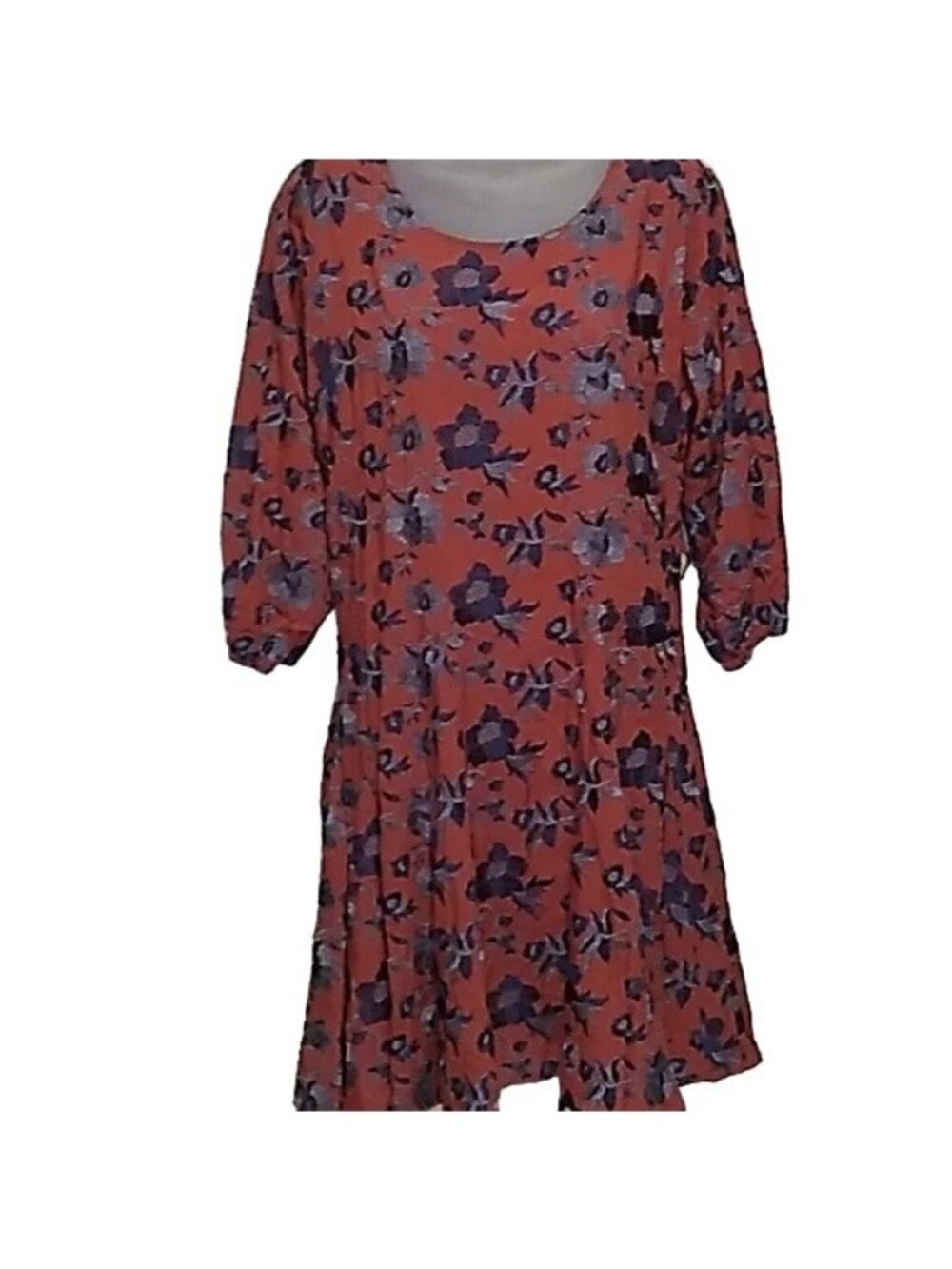 Anthropologie Burnt Orange Embroidered Fit & Flare Dress